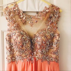 Coral Embellished Prom Dress